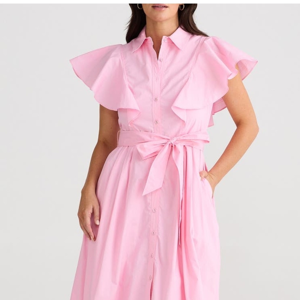 Pink Ruffle Sleeve Dress - Picture 2 of 8